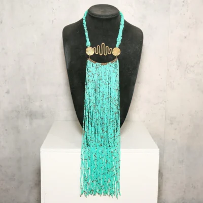 Teal Zulu Beaded Necklace